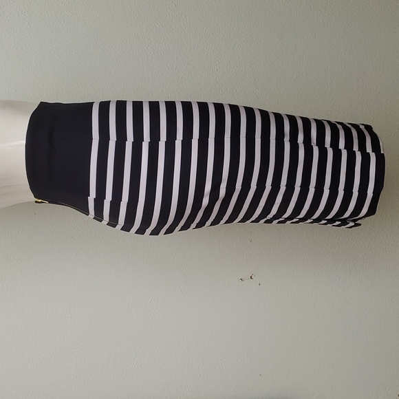 H&M Womens Navy Blue/White Nautical Striped Pencil Skirt-Back Zipper-Sz 4 - Picture 5 of 17